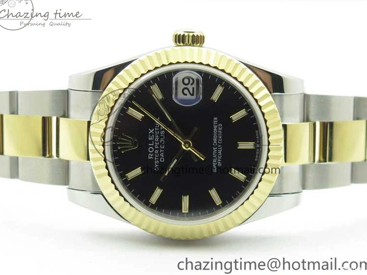 MiroTime 0203 WaterResistant Datejust 31mm 278273 SS YG BP Maker Best Edition Black Sticks Markers Dial on SS YG Oyster Bracelet 2718